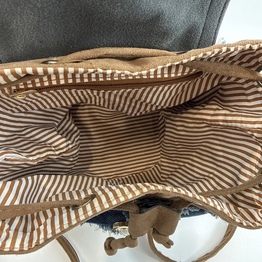 SMALL‎ DENIM & VEGAN LEATHER BACKPACK